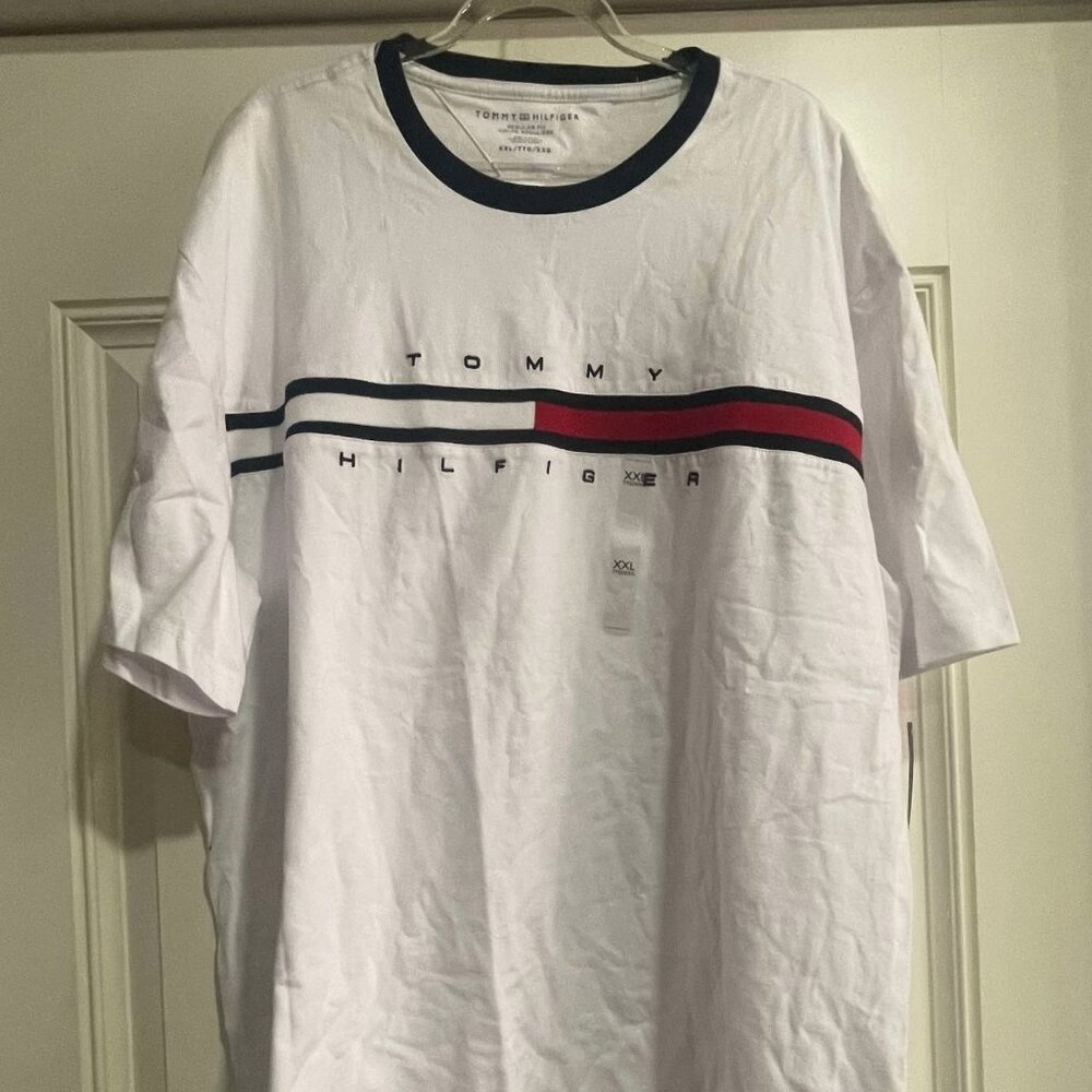 Tommy Hilfiger Men's Short Sleeve Signature Stripe Graphic T-Shirt Sz XXL